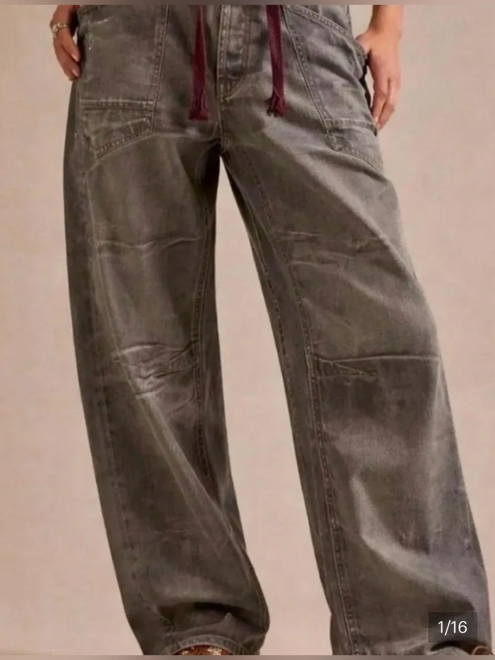 Free people metallic coated moxie barrel jeans